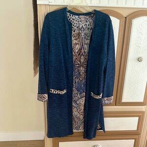 Chico's Elegant Blue and Purple Cardigan Sweater